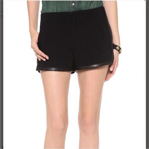 Rag & Bone Leather Trim Black Trouser Shorts Size 4